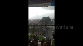 Resident films as severe storm gradually approaches town in eastern Spain