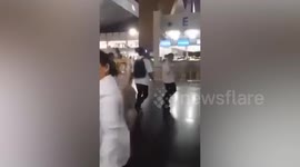 American tourist attacks security guards blocking him from entering airport terminal in the Philippines