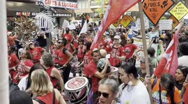 Thousands of demonstrators march in Midtown New York City During Climate March