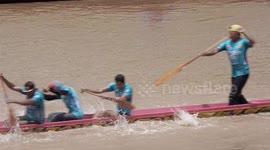 Colourful Long Boats Race on Thailand's Nan River for Royal Trophies