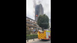 Fire bursts out of block of flats at 24-storey building in London's Shadwell