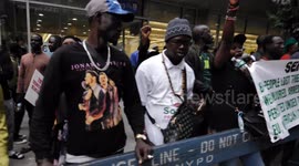 Demonstrators take to the streets during a Senegalese protests against their president Macky Sal