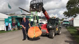 Giant fruit and vegetables on display at the Three Counties Showground