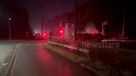 Dramatic moment driver escapes truck seconds before train slams into vehicle in Pennsylvania