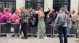 Take That greet fans outside BBC Radio 2 office as they announce new tour