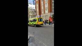 Unite the union protests outside St Bartholomew's Hospital.