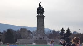 File Footage: Soviet Army Monumentin is Vandalized in Sofia, Bulgaria