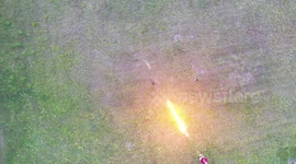 Flamethrower experiment gone wrong melts drone flying at 75 feet