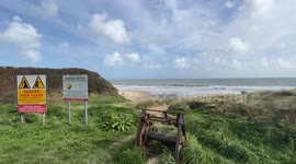 Tinnaberna Beach, where suspected cocaine smuggling trawler has been beached in Co. Wexford, Ireland