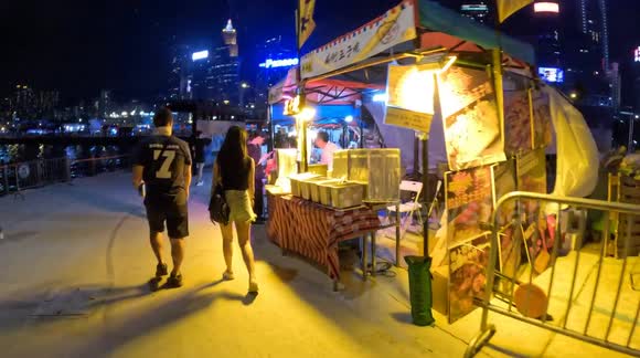 Muted start for the first night of the Wanchai Waterfront Promenade night market in Hong Kong