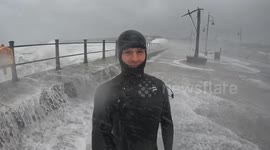 Storm Agnes makes landfall in Tramore, Ireland