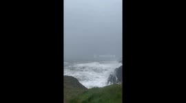 Storm Agnes making landfall in Tramore, Ireland. Bringing giant seas