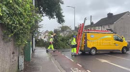 A roof is blown off as Storm Agnes makes landfall in Ireland
