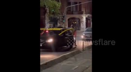 Buenos Aires taxi drivers get into violent brawl in Argentina that endanger motorcyclist