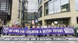 Stop Rosebank emergency rally outside the UK Government building in Edinburgh, UK