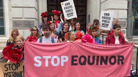 Activists stage Rosebank oilfield protest outside Net Zero Department