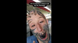 Man goes from fresh-faced teen to body modification fanatic with METAL mohawk and tattooed eyeballs Part 1/2