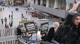 Protesters show up for the opening night of the BFI Film Festival. The Crew For Change was protesting for better conditions of film crews.