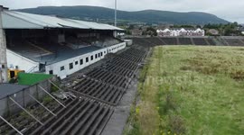 Drone footage of site for Euro 2028 venue in Belfast, UK