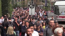 Section of train line 9-Esmeralda is paralyzed after electrical failure, in Sao Paulo, Brazil