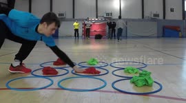 Physical tic-tac-toe is an awesome warm-up game