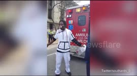 Bloodied protester is escorted from Trump rally