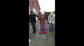 84-year-old rides on segway/hoverboard for the first time