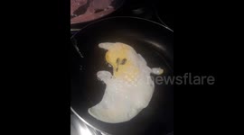 Couple left spooked after spotting a GHOST - in a fried egg