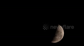 Stunning Timelapase Last Quarter Moon is seen at Tanah Datar District on October 7, 2023.