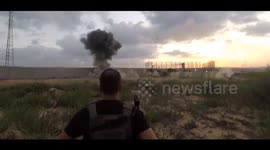 Scenes from the Al-Qassam Brigades storming the Erez military site in the northern Gaza Strip