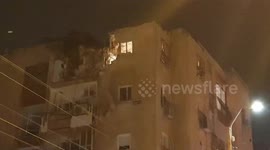 The consequences of the rocket attack on a residential area in southern Israel