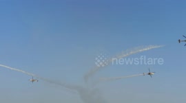 The Indian Air Force has showed its prowess in a grand spectacle to mark its 91st anniversary in Prayagraj, Uttar Pradesh