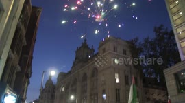 Fireworks set off outside Israeli embassy in London at Palestine supporters rally