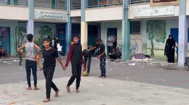 Families disaplaced to UNRWA schools in Khan Yunis, Palestine