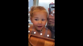 'Nice, Mom!' - Floodgates of cuteness open as girl reacts to the eyebrows drawn above her eyes
