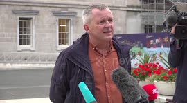 Richard Boyd Barrett and Roisin Shortall speak ahead of the unveiling of the Irish Budget in Dublin, Ireland