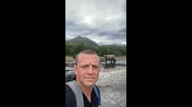 Incredible moment man encounters mother bear and cubs out FISHING Part 1/5