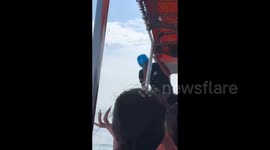 “Superman” pose on the Speed Boat in Malaysia