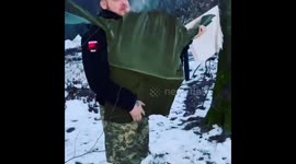 Ukrainian soldier turns broken chair into dance partner for a lighthearted moment