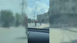 Palestinians Evacuate On Bikes in Gaza, Plaestine