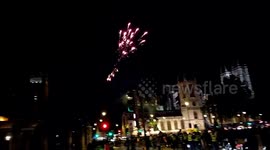 Palestine supporters set off fireworks outside Houses of Parliament in London