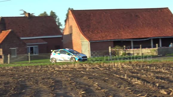 Rally car goes into ditch , spectators take him out. Rally crash Belgium