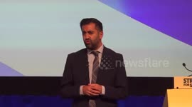 Humza Yousaf and Stephen Flynn talk at the SNP Conference on Independence Strategy in Aberdeen, UK