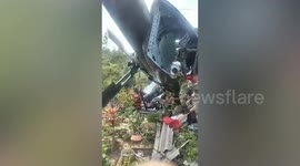 On-board video of military helicopter crash into homes in Antioquia, Colombia