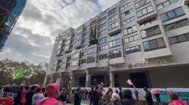 Extinction Rebellion drops banner over  Intercontinental London Hotel