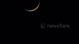Nice Timelapse Crescent Moon In Tanah Datar District, West Sumatra, Indonesia, on October 17, 2023