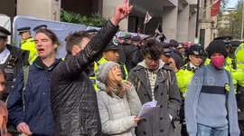 Greta Thunberg takes part in a protest outside major oil summit in London