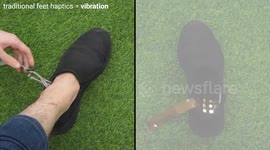 Bizarre navigation aid guides by shocking walker's feet