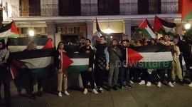 Pro-Palestine rally breaks out in Madrid in response to Gaza hospital blast