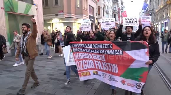 University students are detained during the protest against Israel in ...